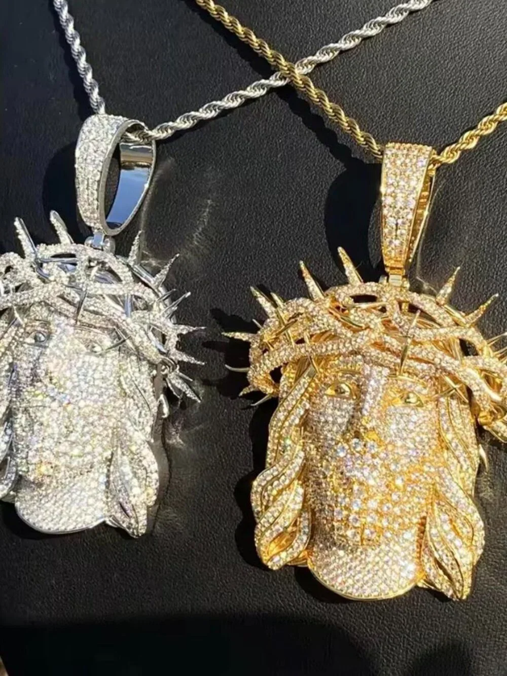 Jesus Piece With Crown with 24inch rope chain
